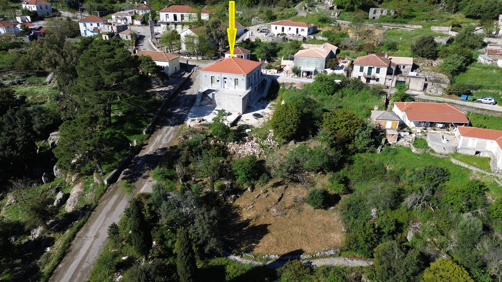 Aerial view and location of house for sale in Ithaca Greece, Anoghi