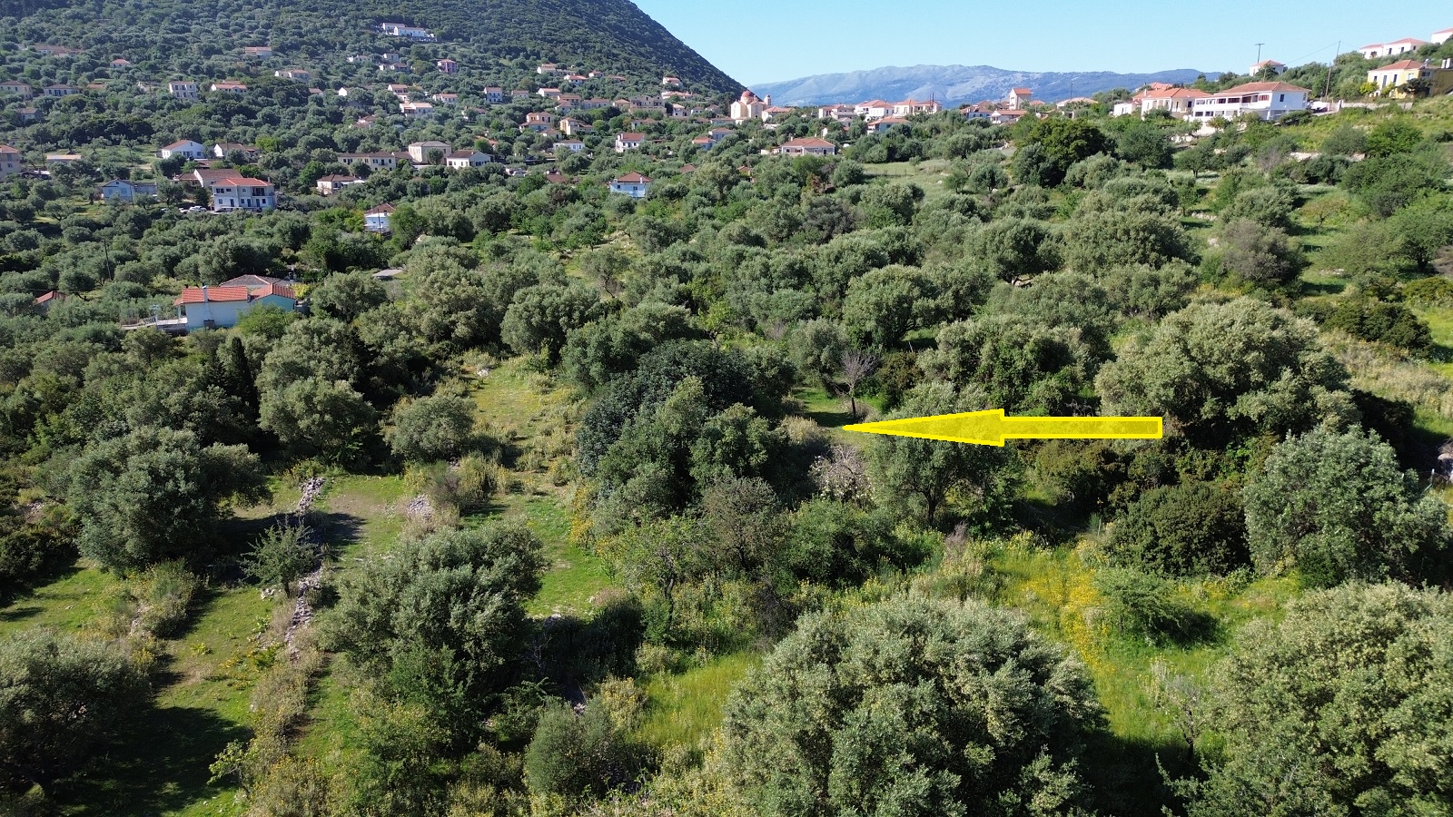 Aerial view and location of land for sale in Ithaca Greece, Stavros