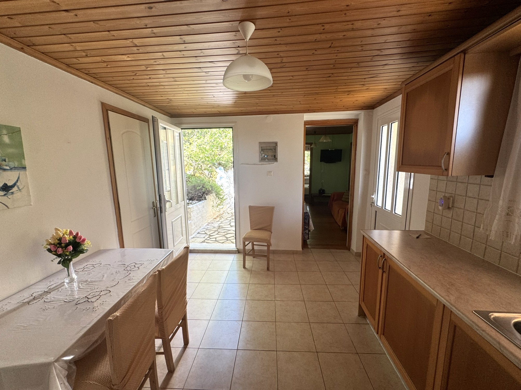 Kitchen area of house for sale in Ithaca Greece Frikes