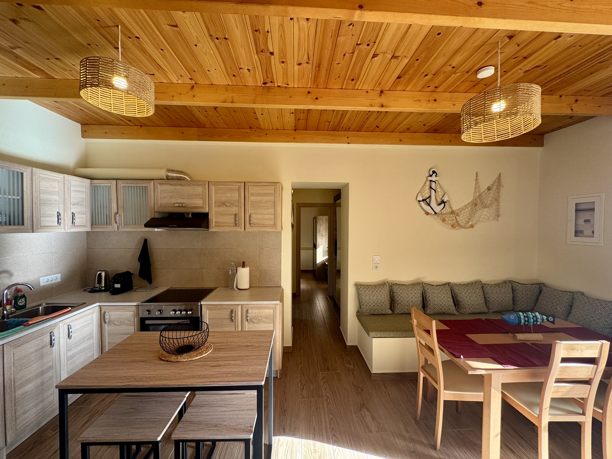 Kitchen and dining area of house for rent in Ithaca Greece, Anoghi