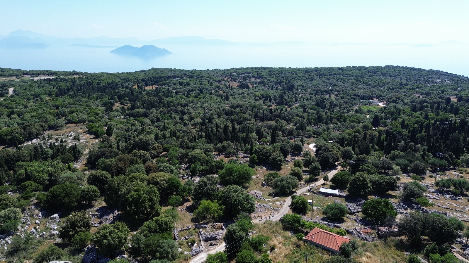 Aerial view of land for sale in Ithaca Greece, Anoghi