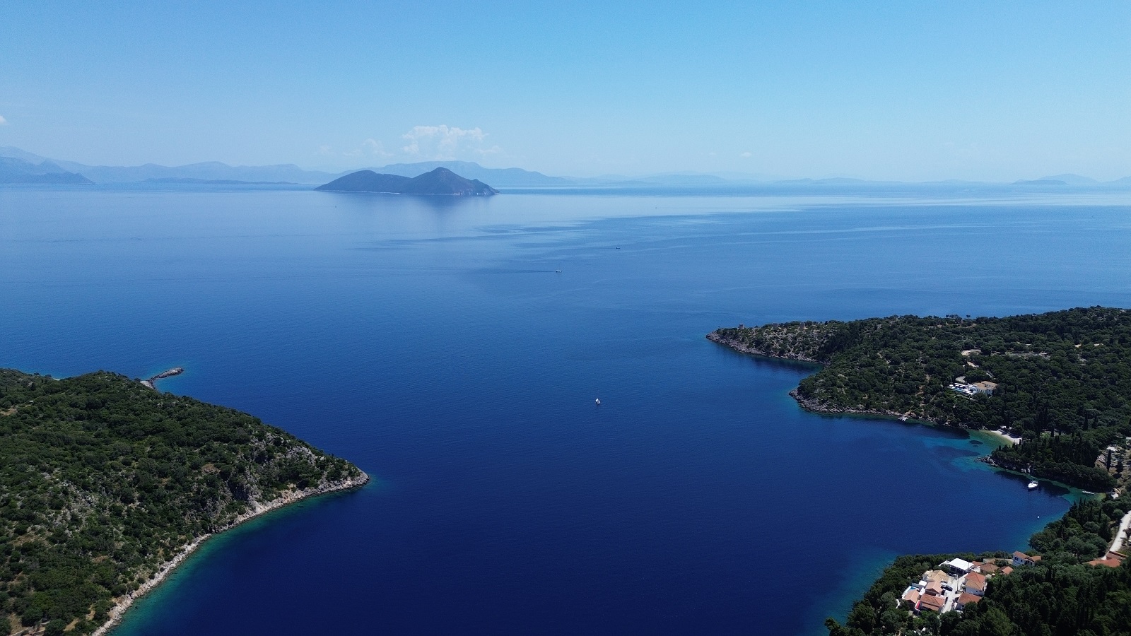 Aerial views with larger area of ruin for sale in Ithaca Greece, Kioni