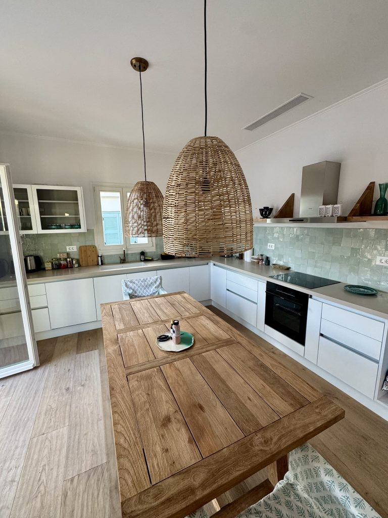 Kitchen and dining area of house renovated with project management in Ithaca Greece Vathi