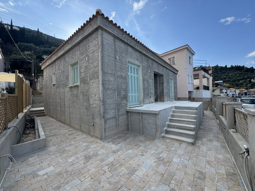 Road view of house renovated with project management in Ithaca Greece Vathi