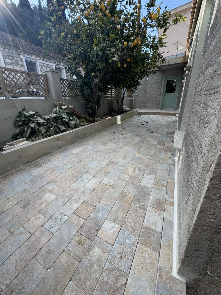 Backyard of house renovated with project management in Ithaca Greece Vathi