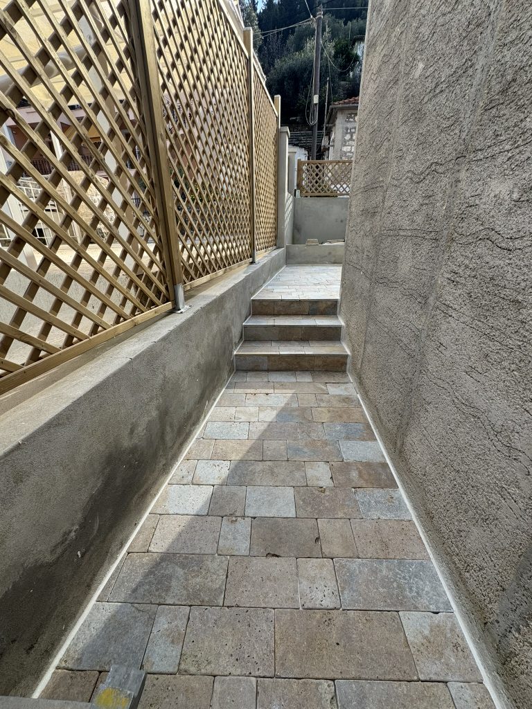 Backyard of house renovated with project management in Ithaca Greece Vathi