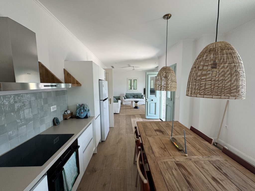 Kitchen and living area of house renovated with project management in Ithaca Greece Vathi