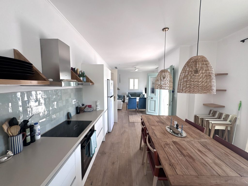 Kitchen and dining area of house renovated with project management in Ithaca Greece Vathi
