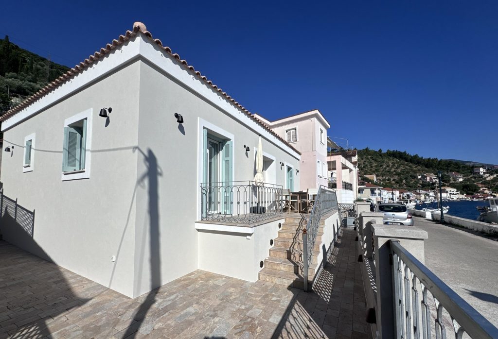 Road view of house renovated with project management in Ithaca Greece Vathi