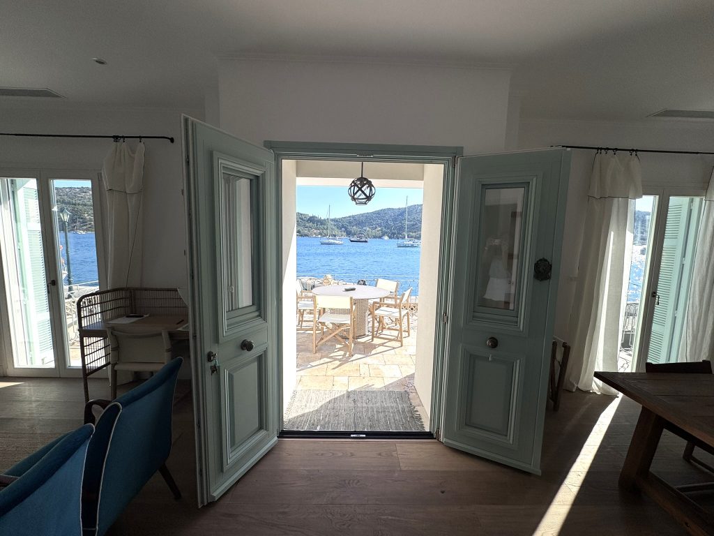 Front door views of house renovated with project management in Ithaca Greece Vathi