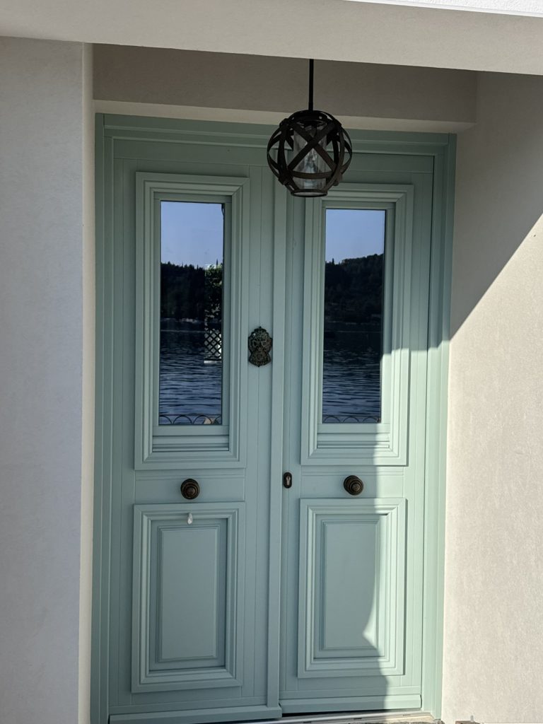 Front door of house renovated with project management in Ithaca Greece Vathi