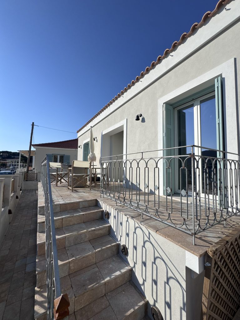 Access stairs of house renovated with project management in Ithaca Greece Vathi