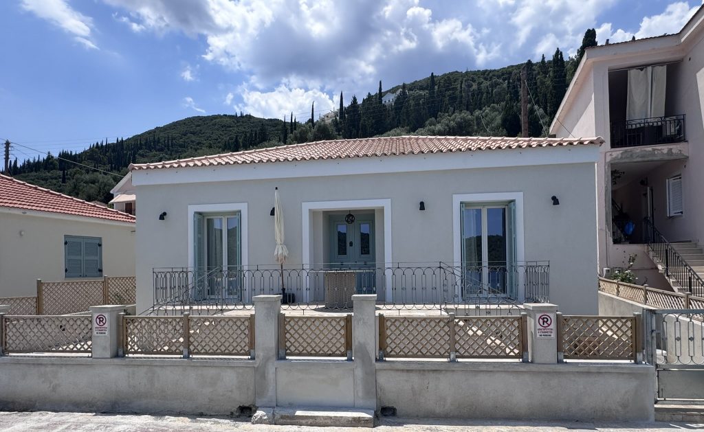 Facade of house renovated with project management in Ithaca Greece Vathi