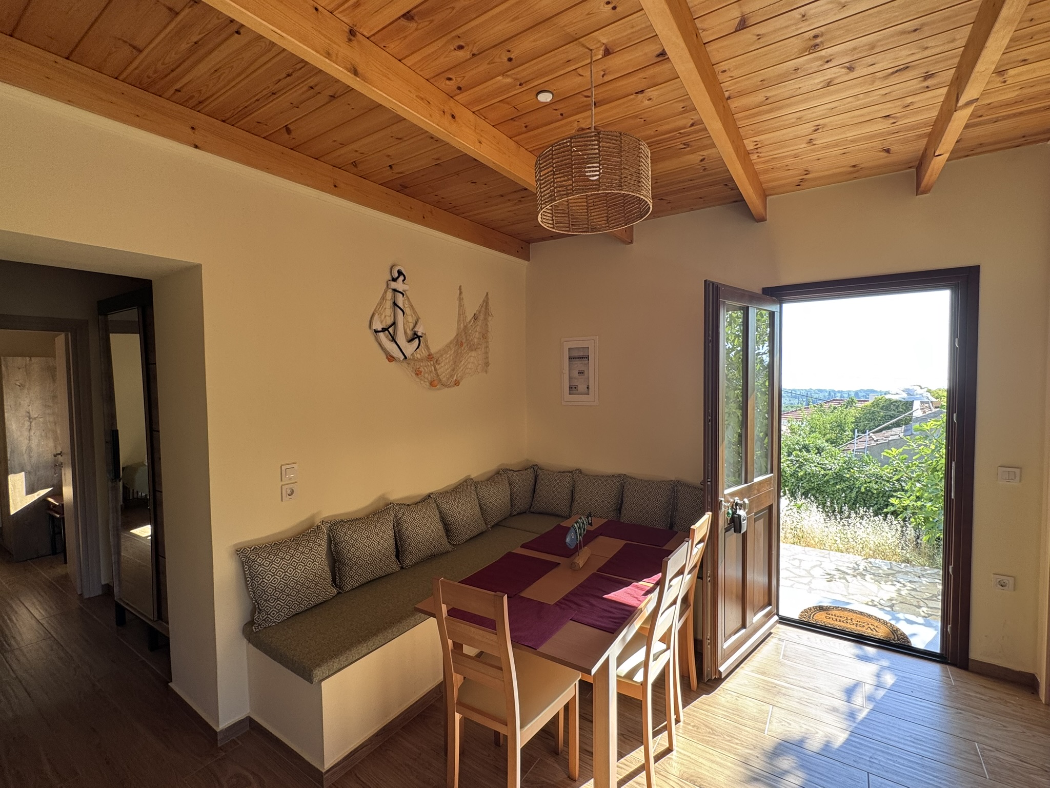Dining area of house for rent in Ithaca Greece, Anoghi