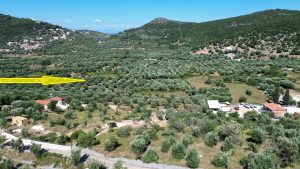 Aerial view and location of land for sale in Ithaca, Greece, Vathi