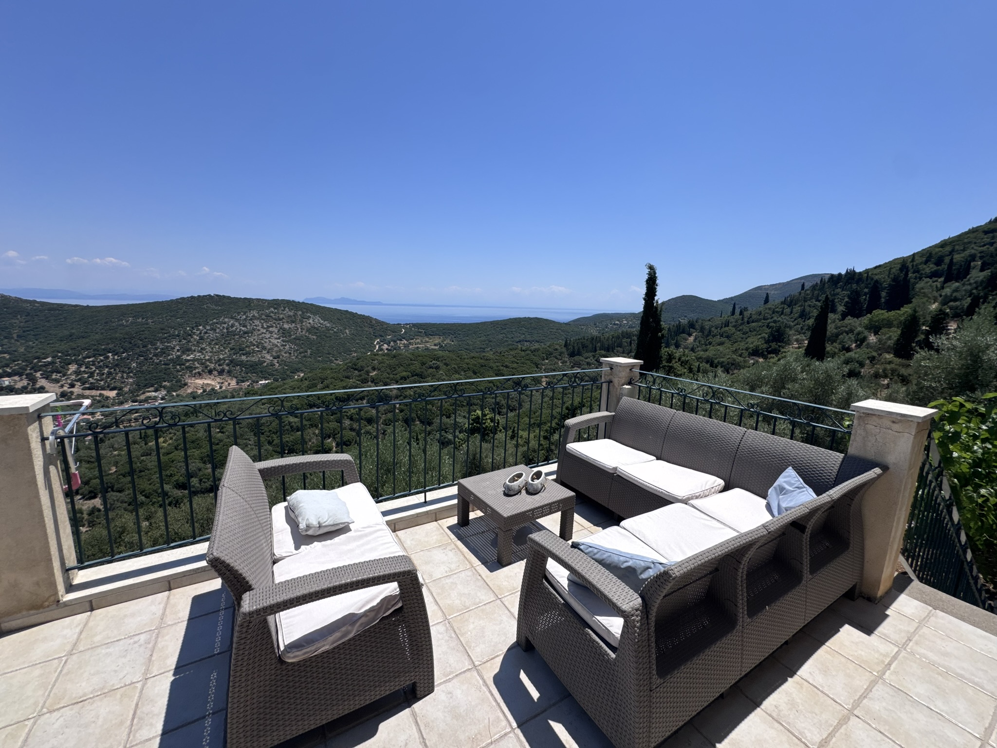 Balcony of house with pool for sale in Ithaca Greece, Perachori