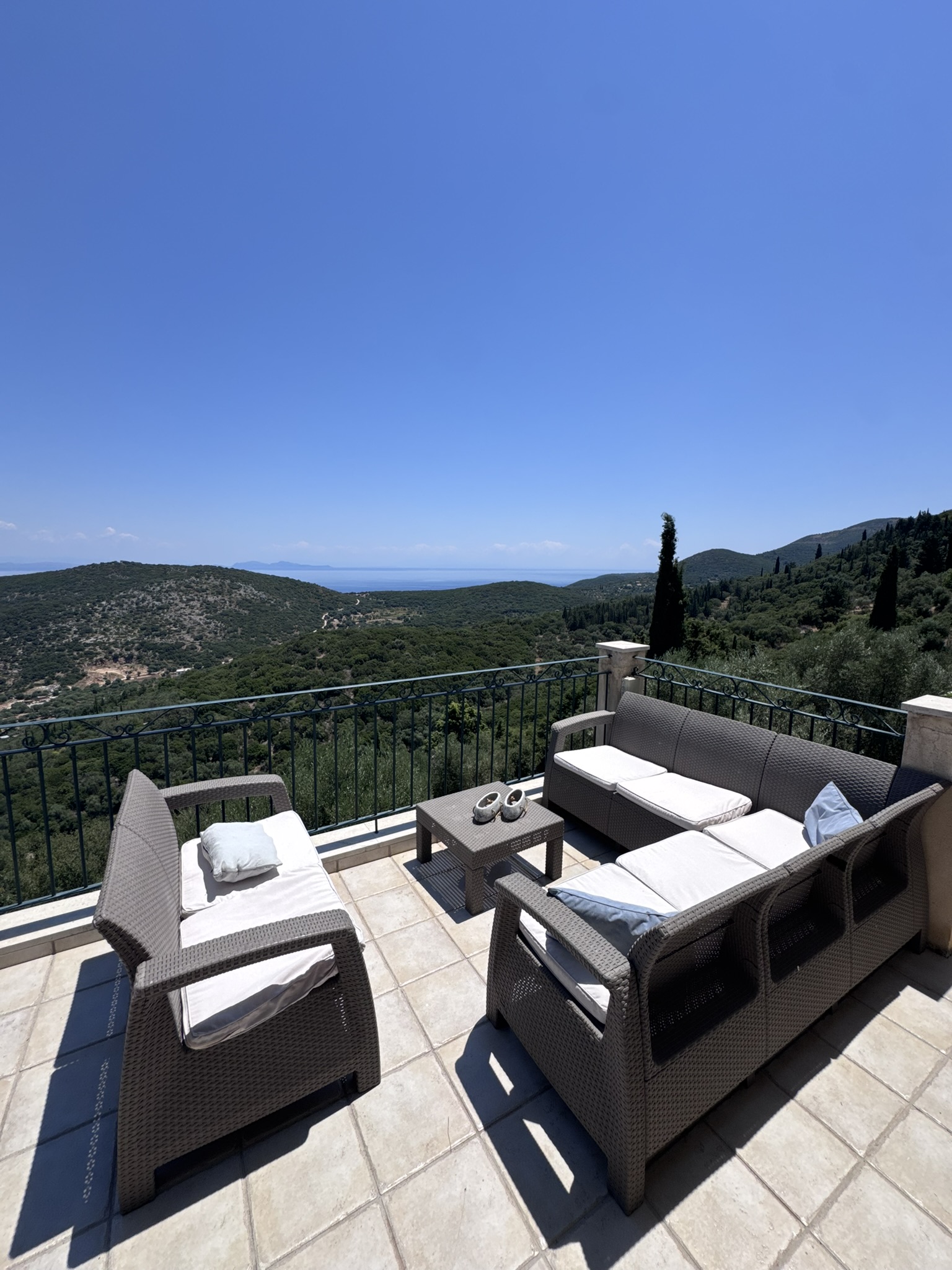 Terrace of house with pool for sale in Ithaca Greece, Perachori