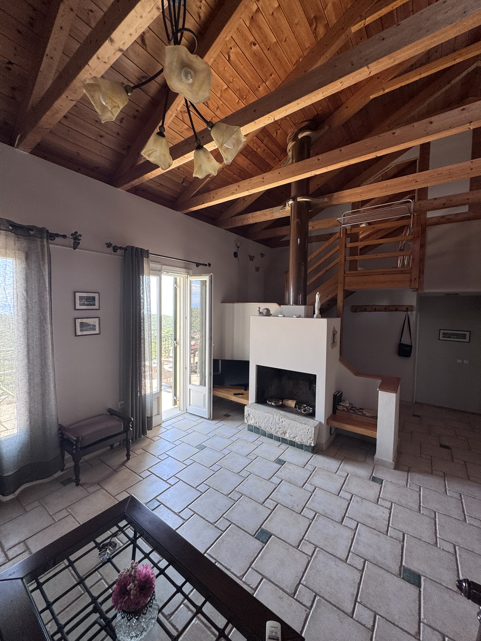Living area of house with pool for sale in Ithaca Greece, Perachori