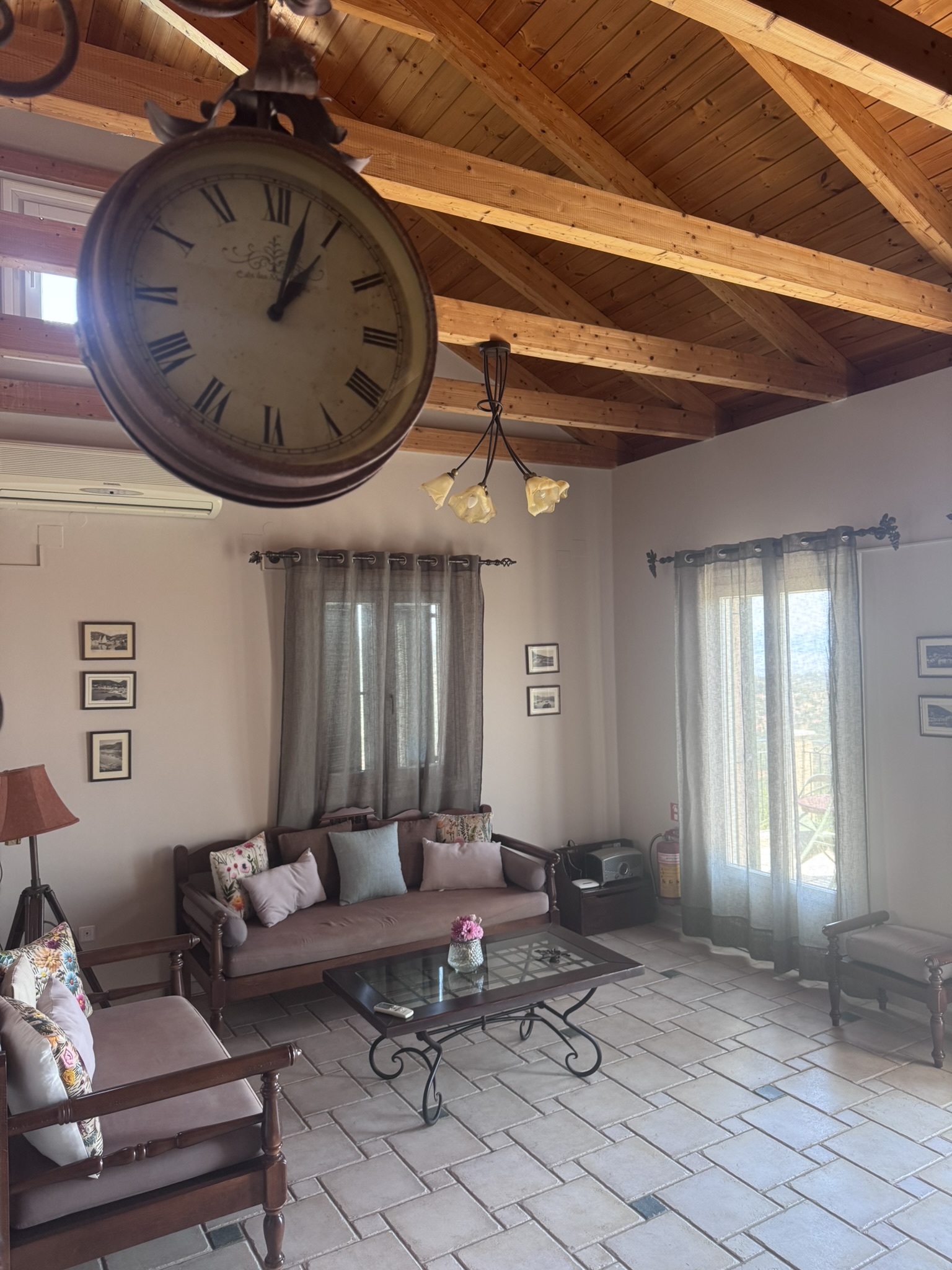 Living area of house with pool for sale in Ithaca Greece, Perachori